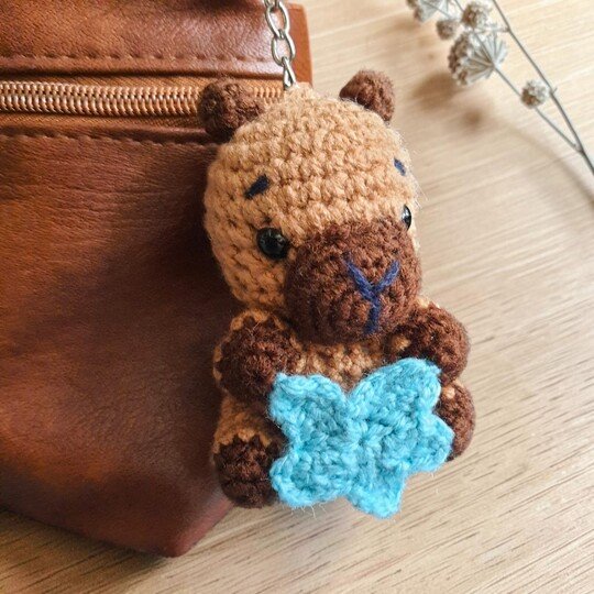 Capybara Bag Charm, Crochet Keychain Pattern, Amigurumi Key Ring Pattern
