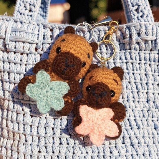 Capybara Bag Charm, Crochet Keychain Pattern, Amigurumi Key Ring Pattern