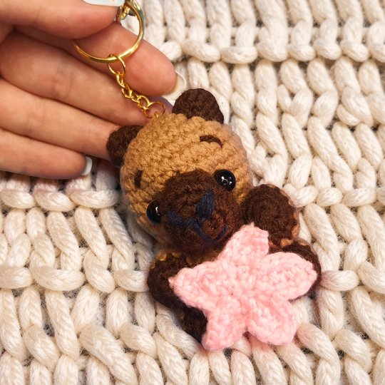 Capybara Bag Charm, Crochet Keychain Pattern, Amigurumi Key Ring Pattern