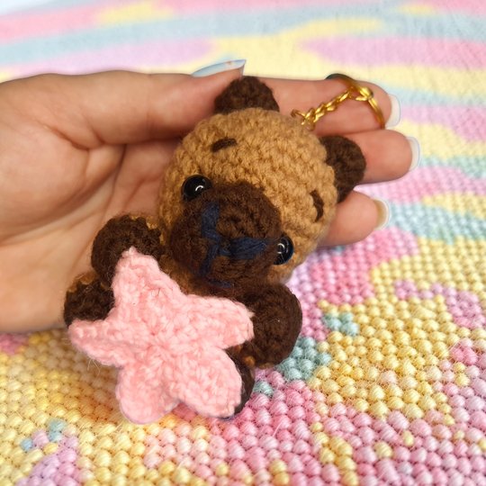 Capybara Bag Charm, Crochet Keychain Pattern, Amigurumi Key Ring Pattern