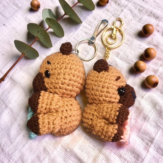 Capybara Bag Charm, Crochet Keychain Pattern, Amigurumi Key Ring Pattern