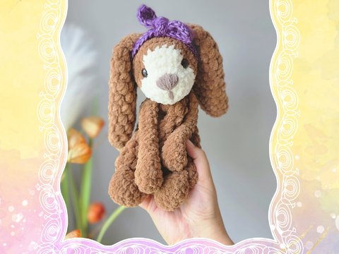 Häkelanleitung Schuffeltuch Hase mit Schleife - Anfängergeeignet