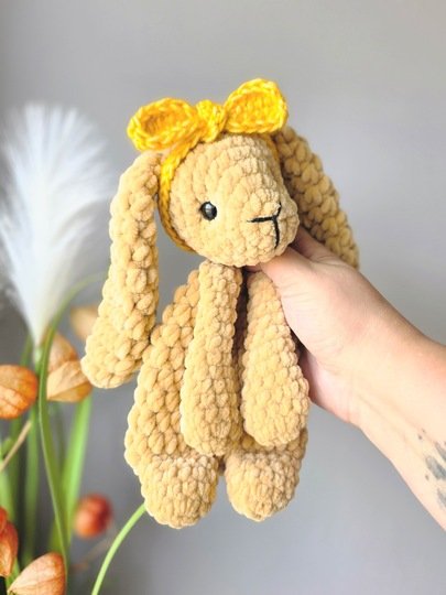 Häkelanleitung Schnuffeltuch Hase mit Schleife - Anfängergeeignet