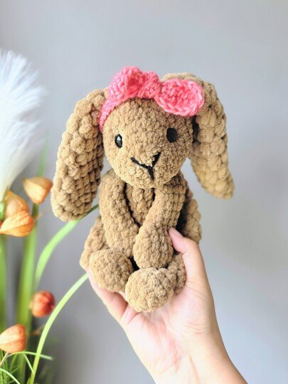Häkelanleitung Schnuffeltuch Hase mit Schleife - Anfängergeeignet
