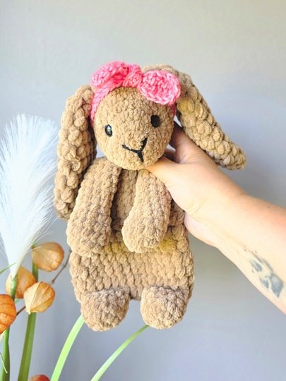 Häkelanleitung Schnuffeltuch Hase mit Schleife - Anfängergeeignet