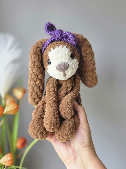 Häkelanleitung Schuffeltuch Hase mit Schleife - Anfängergeeignet