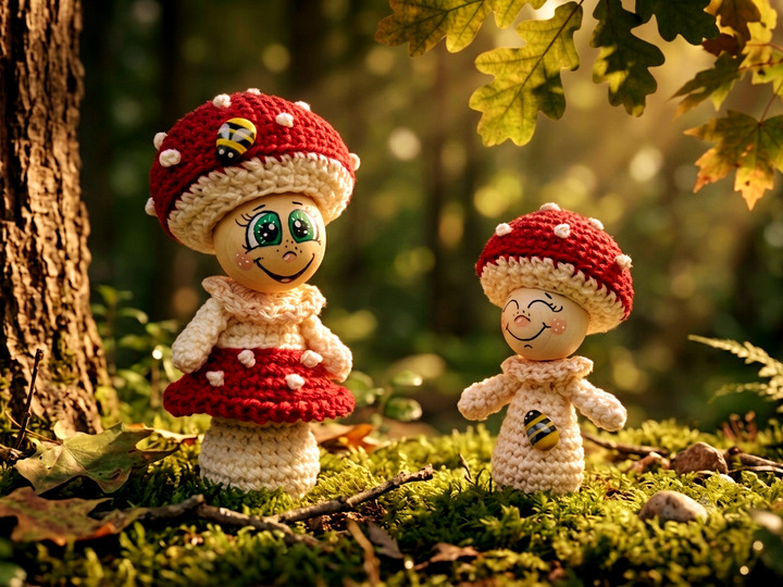 Herbstdeko Fliegenpilze in 2 Größen zum Hängen oder Stellen für Holzkugeln