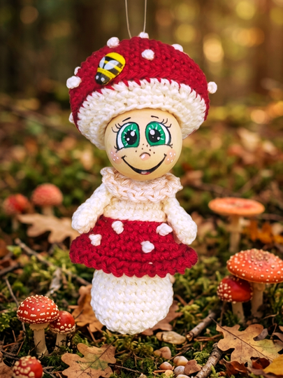 Herbstdeko Fliegenpilze in 2 Größen zum Hängen oder Stellen für Holzkugeln