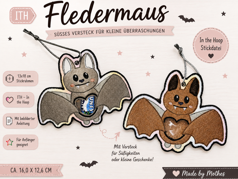 ITH Fledermaus – Süße Stickdatei mit Versteck für kleine Überraschungen