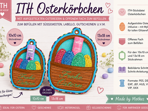 ITH Osterkörbchen zum Befüllen | Stickdatei 10x10 & 13x18