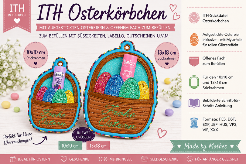 ITH Osterkörbchen zum Befüllen | Stickdatei 10x10 & 13x18