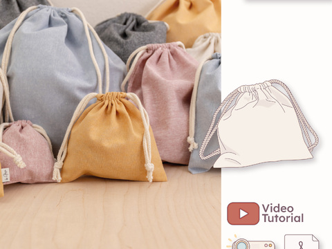 Sew a drawstring bag - sewing pattern in 11 sizes