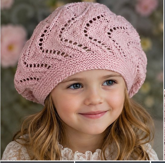 Strickanleitung – Baskenmütze für Mädchen „Wave Lace“