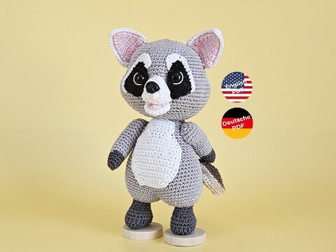 Waschbär Wasco mit Nutella-Brot Häkelanleitung Amigurumi PDF