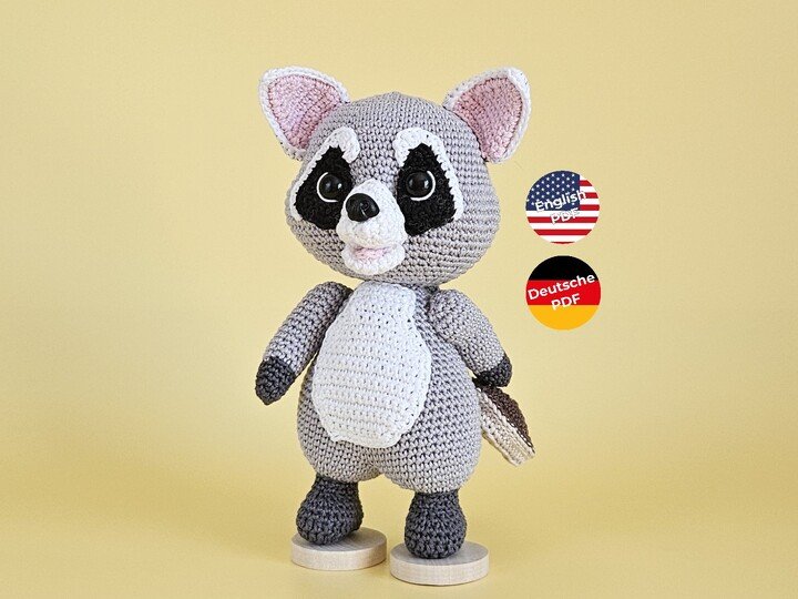 Waschbär Wasco mit Nutella-Brot Häkelanleitung Amigurumi PDF