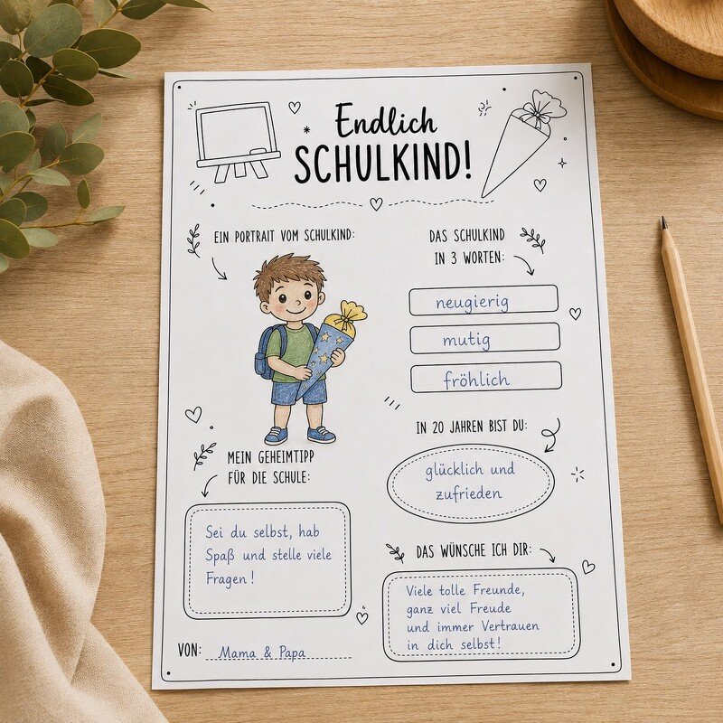 Gästekarte Schulanfang zum Ausfüllen | Endlich Schulkind | PDF - Bild 4