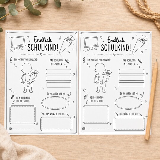 Gästekarte Schulanfang zum Ausfüllen | Endlich Schulkind | PDF