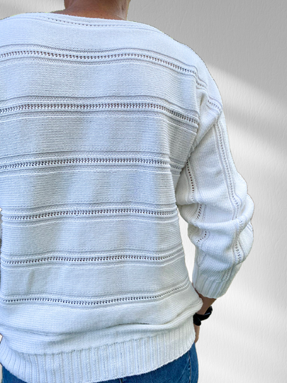 Strickanleitung BELA – Sweater quergestrickt