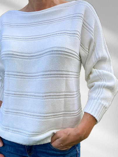 Strickanleitung BELA – Sweater quergestrickt