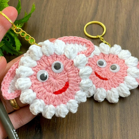 Sheep Face Crochet Keychain Pattern PDF - Fluffy Farm Animal Bag Charm
