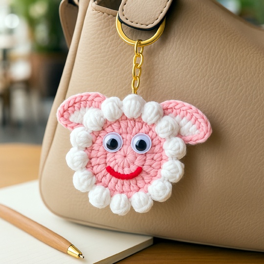 Sheep Face Crochet Keychain Pattern PDF - Fluffy Farm Animal Bag Charm