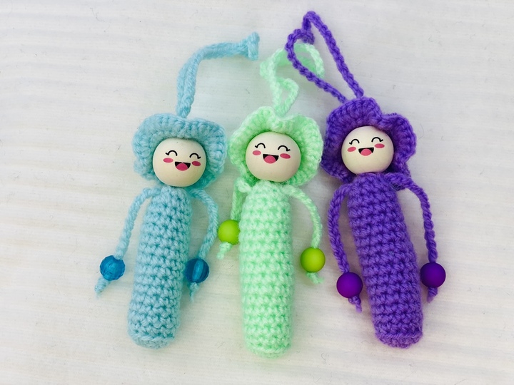 Crochet Doll Keychain Pattern, Bag Charm