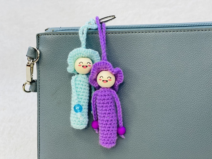 Crochet Doll Keychain Pattern, Bag Charm
