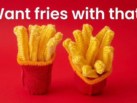 TeaCosyFolk's French Fries Fast Food Chocolate Orange Cosy Knitting Pattern