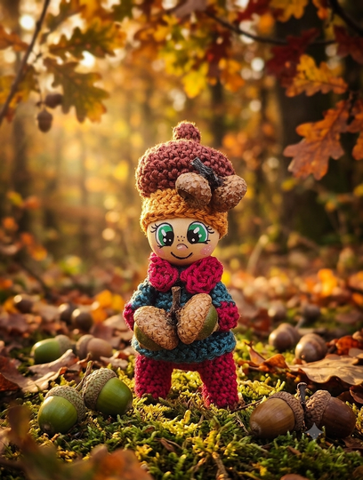 Serie Herbstpüppchen: 3 Wald und Herbst Wichtel Herbstdeko Holzkugeln