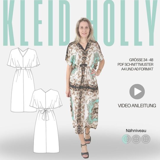Schnittmuster Kleid Holly | oder Tunika mit Bindeband | Gr. 34-48 (PDF)