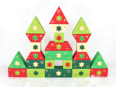 Adventskalender – Bauklotzburg – Bastelvorlagen und Anleitung