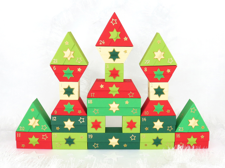 Adventskalender – Bauklotzburg – Bastelvorlagen und Anleitung
