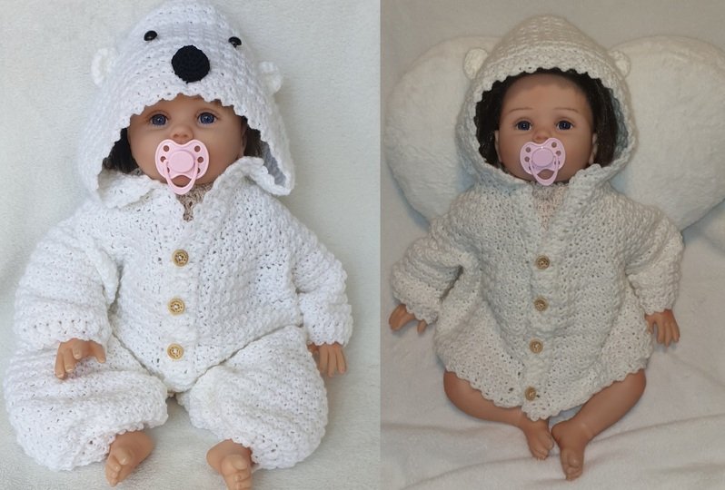Häkelanleitung Kuschel-Anzug „Eisbär Stitchy“ für Babys (Gr. 50-92)