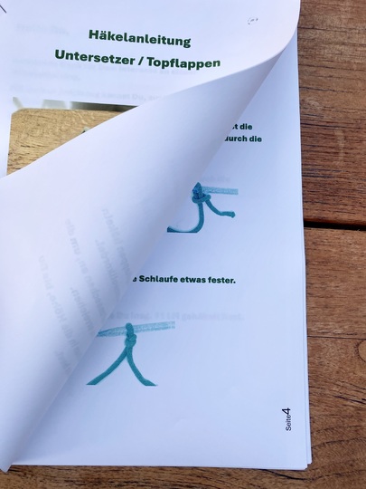 Häkelanleitung für Untersetzer mit 9mm Baumwollkordel o. Topflappen mit 3mm