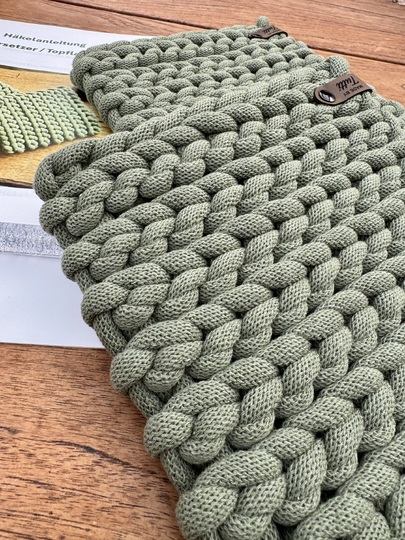 Häkelanleitung für Untersetzer mit 9mm Baumwollkordel o. Topflappen mit 3mm
