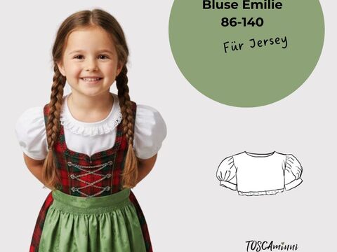 Dirndlbluse Emilie Gr. 86-140 für Jersey