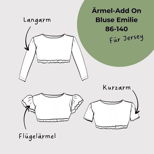 Dirndlbluse Emilie Gr. 86-140 für Jersey