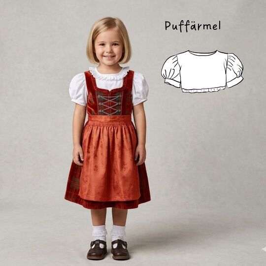 Dirndlbluse Emilie Gr. 86-140 für Jersey