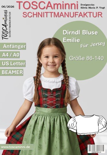 Dirndlbluse Emilie Gr. 86-140 für Jersey