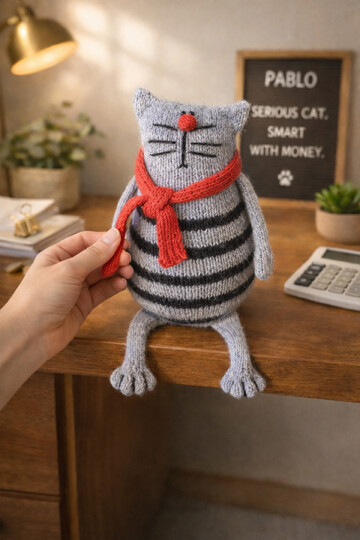 Strickanleitung für einen gestreiften Kater – Pablo, der ernste Kater