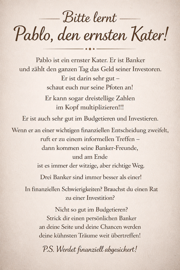 Strickanleitung für einen gestreiften Kater – Pablo, der ernste Kater