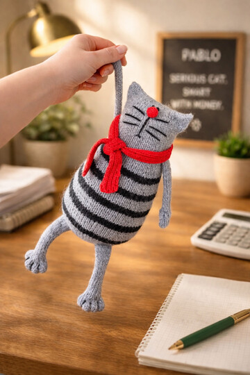 Striped Cat Knitting Pattern – Pablo the Serious Cat