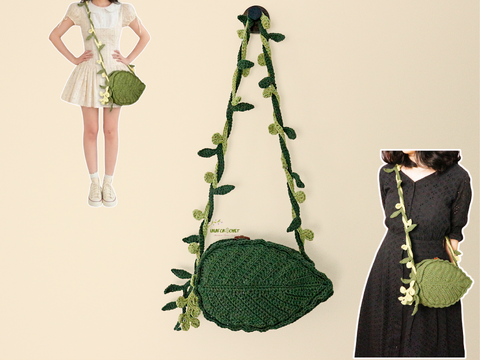 Crochet Leaf Bag Pattern - Leaf Vine crossbody purse