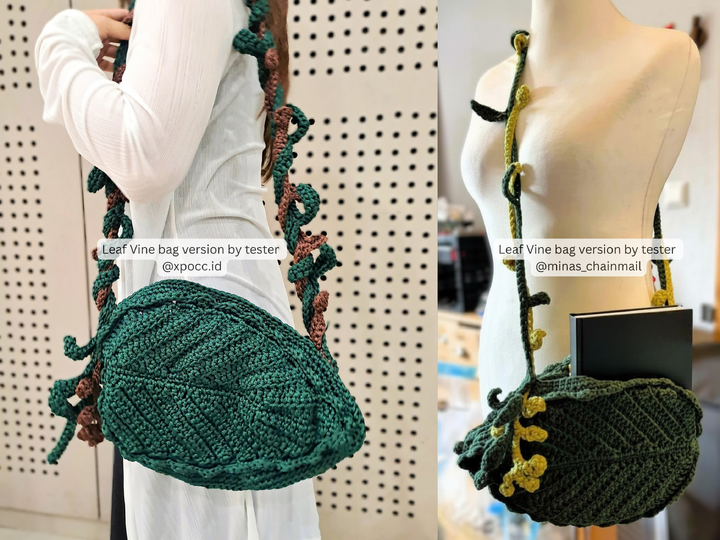 Crochet Leaf Bag Pattern - Leaf Vine crossbody purse