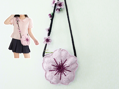 Crochet Sakura Flower Bag Pattern - Cherry Blossom Crossbody Purse
