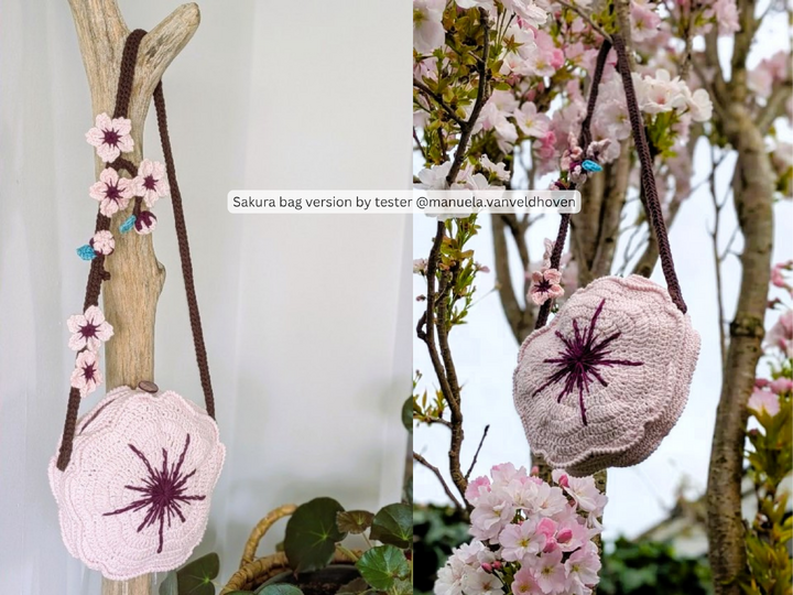 Crochet Sakura Flower Bag Pattern - Cherry Blossom Crossbody Purse