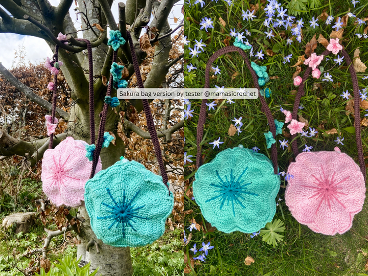Crochet Sakura Flower Bag Pattern - Cherry Blossom Crossbody Purse