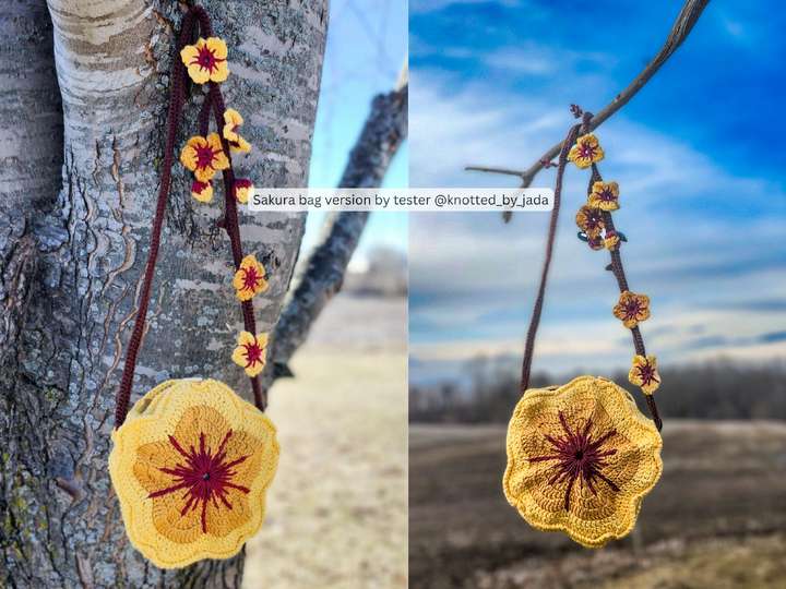 Crochet Sakura Flower Bag Pattern - Cherry Blossom Crossbody Purse