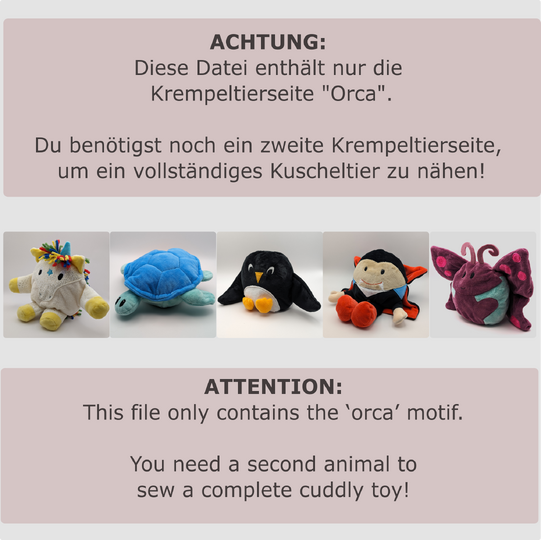 reversible cuddly toy "Krempeltier" orca Level 2 - sewing instruction