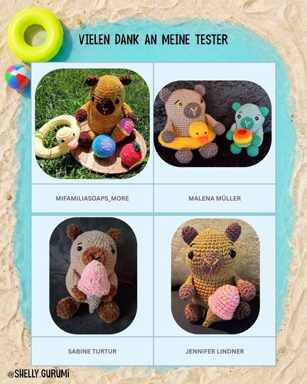 Capybara Summer Edition Crochet Pattern PDF English and German
